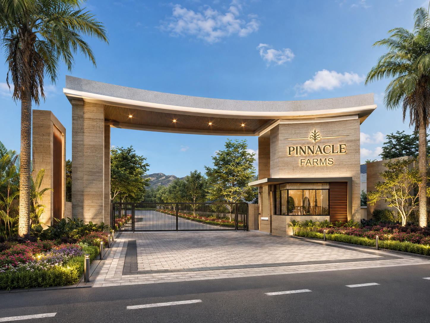 Luxury farmland plots near Nandi Hills Bangalore — Pinnacle Farms aerial view